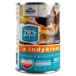 Frendi (Френди) Dog Turkey Chunks in Sauce - Консервированный корм с индейкой для взрослых собак различных пород (кусочки в соусе) 1,25 кг