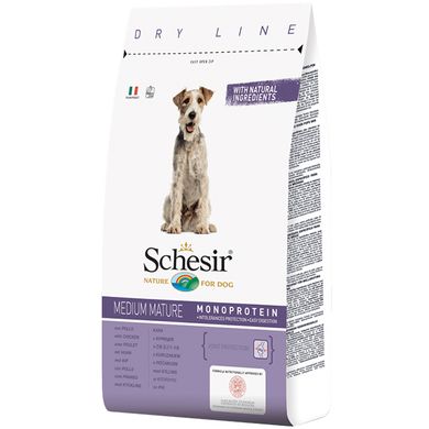 Schesir (Шезір) Dog Medium Mature - Сухий монопротеїновий корм з куркою для літніх або малоактивних собак середніх порід 3 кг