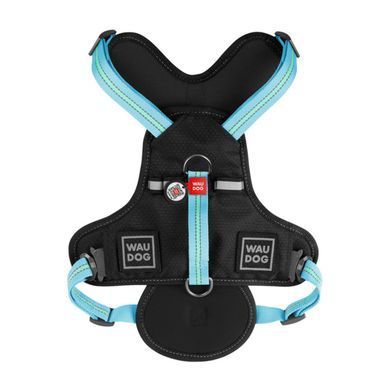 Collar (Коллар) WAUDOG Nylon - Шлея для собак безпасная с QR паспортом, металлическая пряжка-фастекс, голубая, размер S