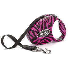 Flexi (Флекси) Fashion Ladies S "Zebra pink" - Поводок-рулетка для собак мелких пород "Зебра розовая" , лента (3м, до 12 кг) S "Леопард"