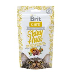 Brit Care (Бріт Кеа) Cat Functional Snack Shiny Hair – Функціональні ласощі з лососем для красивої шкіри і шерсті у дорослих котів 50 г