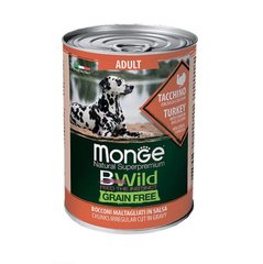 Monge (Монж) BWild Grain Free Wet Turkey Adult - Консервований корм з індички, з гарбузом та кабачками для собак усіх порід (шматочки в соусі) 400 г