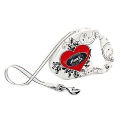 Flexi (Флекси) Fashion Ladies M "Heart" - Поводок-рулетка для собак средних пород "Сердце", лента (5 м, до 25 кг) М Белый