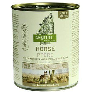 Isegrim (Изегрим) Horse pure with Chokeberries Champignons & Wild Herbs - Консервованный корм с кониной, рябиной, грибами и дикорастущими травами 800 г