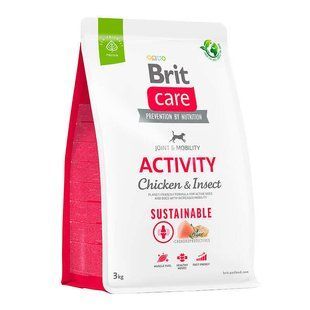Brit Care (Бріт Кеа) Dog Sustainable Activity - Сухий корм с куркою та комахами для собак з підвищеною активністю, 3 кг