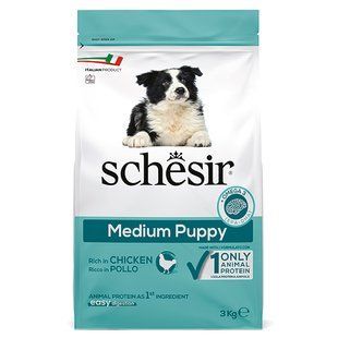 Schesir (Шезір) Dog Medium Puppy - Сухий монопротеїновий корм з куркою для цуценят середніх порід, 3 кг