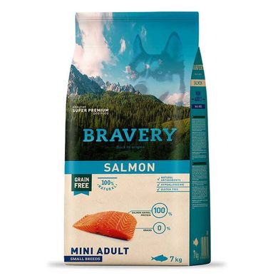 Bravery (Бравері) Salmon Adult Mini - Сухий беззерновий корм з лососем для дорослих собак малих порід 2 кг