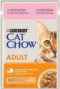 Cat Chow (Кэт Чау) Adult Cat &ndash; Влажный корм с лососем и зеленой фасолью для взрослых котов (кусочки в желе) 85 г