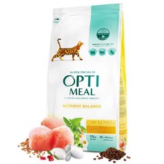 OptiMeal (ОптиМил) Chicken Nutrient Balance Cat – Сухой корм с курицей для взрослых котов 10 кг
