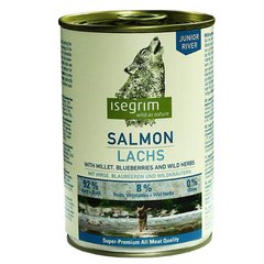 Isegrim (Изегрим) Junior Salmon with Millet Blueberries&Wild Herbs - Консервованный корм с лососем, просом, черникой и дикорастущими травами для щенков 400 г