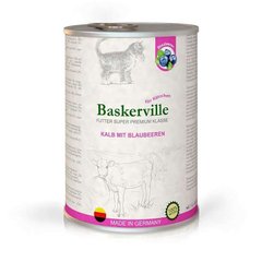 Baskerville (Баскервіль) Kalb Mit Blaubeeren - Консервований корм супер-преміум класу з телятиною і чорницею для кошенят всіх порід 400 г