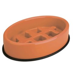 M-Pets (М-Петс) Fishbone Slow Feed Bowl – Миска Фишбон для медленного кормления собак 27,5х19,7х6 см Оранжевый