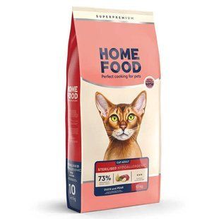 Home Food (Хоум Фуд) Grain-free Hypoallergenic - Сухой беззерновой корм с уткой и грушей для взрослых котов склонных к аллергии, 10 кг