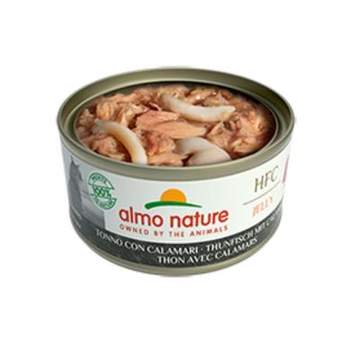 Almo Nature (Альмо Натюр) HFC Jelly Adult Cat Tuna&Squid - Консервированный корм с тунцом и кальмаром для взрослых кошек (кусочки в желе) 70 г
