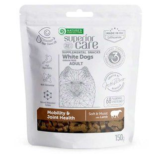 Nature's Protection (Нэйчерз Протекшн) Superior Care White Dogs Mobility & Joint Health - Беззерновые лакомства с ягнятиной для взрослых собак с белым окрасом, 150 г