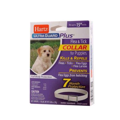 Hartz (Хартц) UltraGuard Plus Flea&Tick Collar for Puppies - Ошейник для щенков с дополнительной защитой от яиц и личинок 38 см Белый
