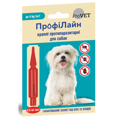 ProVET (ПроВет) Профілайн - Краплі протипаразитарні на холку для собак до 4 кг
