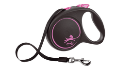 Flexi (Флекси) Black Design L - Поводок-рулетка для собак средних и крупных пород, лента (5 м, до 50 кг) L Розовый