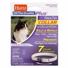 Hartz (Хартц) Ultra Guard PLUS Flea&Tick Collar Cats and Kittens - Світловідбиваючий нашийник від бліх і кліщів для котів і кошенят з 12 тижнів 15х0,3х9,7 см Білий