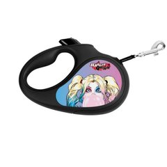 Collar (Коллар) WAUDOG Roulette Leash - Повідець-рулетка для собак з малюнком "Харлі Квінн" XS Чорний