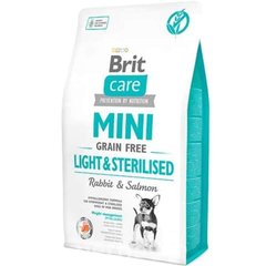 Brit Care (Брит Кеа) Mini Grain Free Light & Sterilised - Сухой корм с кроликом и лососем для взрослых собак мини пород с избыточным весом или стерилизванных собак 400 г