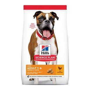 Hill's (Хиллс) Science Plan Light Adult Medium with Chicken - Сухой корм с курицей для взрослых собак средних пород, низкокалорийный 14 кг