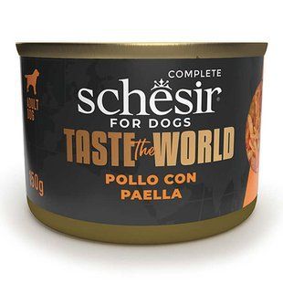 Schesir (Шезир) Taste the World Chicken With Paella - Консервированный корм курица с паэльей для взрослых собак (кусочки в бульоне), 150 г