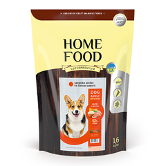 Сухой корм HOME FOOD (Хоум фуд) для взрослых собак MEDIUM Здоровая кожа и блеск шерсти - Индейка и лосось 1.6 кг