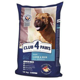 Club 4 Paws (Клуб 4 Лапы) Premium Adult Lamb&Rice - Сухой корм с ягненком и рисом для взрослых собак различных пород, 14 кг