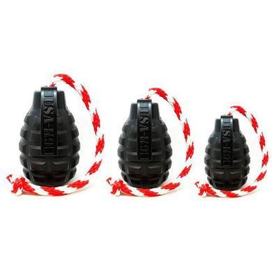 SodaPup (Сода Пап) USA-K9 Grenade Reward Toy &ndash; Жевательная игрушка-диспенсер для лакомств Граната с канатом из суперпрочного материала для собак M Красный