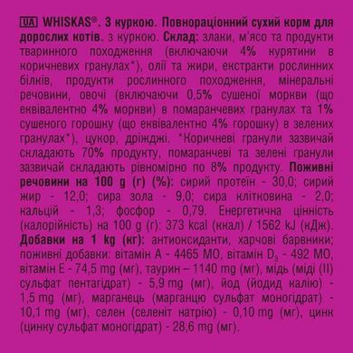 Whiskas (Вискас) - Сухой корм с курицей для кошек, 300 г
