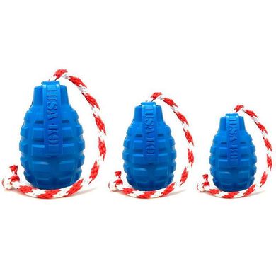SodaPup (Сода Пап) USA-K9 Grenade Reward Toy – Жевательная игрушка-диспенсер для лакомств Граната с канатом из суперпрочного материала для собак M Красный