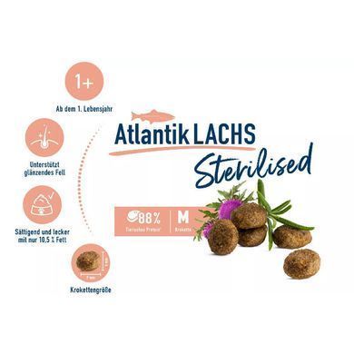 Happy Cat (Хеппи Кет) Sterilised Adult Atlantik-Lachs - Сухой корм с атлантическим лососем для стерилизованных кошек и кастрированных котов, 4 кг