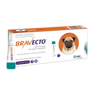 Bravecto Spot-On (Бравекто Спот-Он) by MSD Animal Health - Протипаразитарні краплі від бліх і кліщів для собак (1 піпетка) 2-4,5 кг