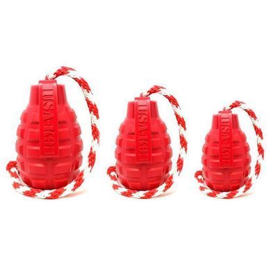 SodaPup (Сода Пап) USA-K9 Grenade Reward Toy &ndash; Жевательная игрушка-диспенсер для лакомств Граната с канатом из суперпрочного материала для собак M Красный