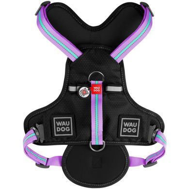 Collar (Коллар) WAUDOG Nylon - Шлея для собак безпасная с QR паспортом, металлическая пряжка-фастекс, фиолетовая, размер L