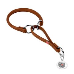 Collar (Коллар) WAUDOG Soft – Ошейник-удавка кожаный для собак с QR паспортом 0,6х30-39 см Коричневый