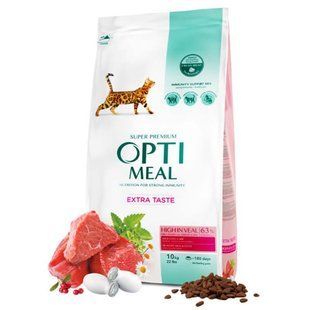 OptiMeal (ОптіМіл) Veal Extra Taste Cat &ndash; Сухий корм з високим вмістом телятини для котів 10 кг