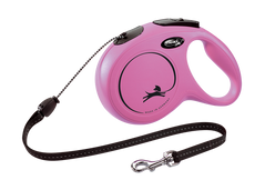 Flexi (Флекси) New Classic M - Поводок-рулетка для собак средних пород, трос (8 м, до 20 кг) M Розовый
