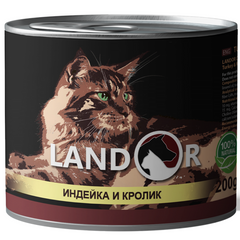 Landor (Ландор) Adult Turkey&Rabbit - Консервований корм з індичкою і кроликом для дорослих котів 200 г
