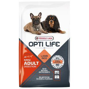 Opti Life (Опті Лайф) Adult Digestion Mini - сухий суперпреміум корм зі смаком ягня для собак з чутливим травленням міні та малих порід , 7.5 кг.