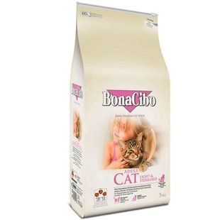 BonaCibo (БонаСібо) Adult Cat Light&Sterilized - Сухий корм з м'ясом курки, анчоусами і рисом для дорослих стерилізованих котів та кішок із зайвою вагою, 2 кг