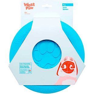 West Paw (Вест Пау) Zisc Flying Disc - Игрушка фрисби для собак, Голубой, 17 см