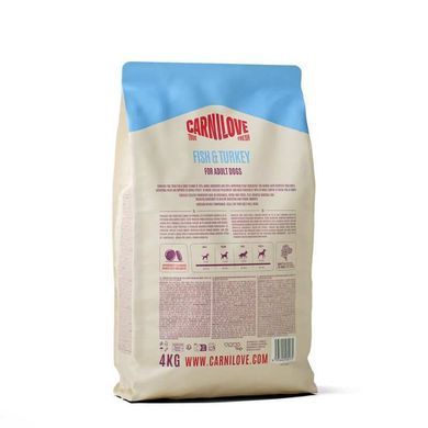 Carnilove (Карнилав) True Fresh Fish & Turkey - Сухой корм с рыбой и индейкой для взрослых собак, 4 кг