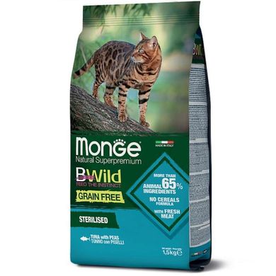 Monge (Монж) BWild Grain Free Tuna Sterilized Adult Cat - Сухий беззерновий корм із тунця для стерилізованих котів 1,5 кг