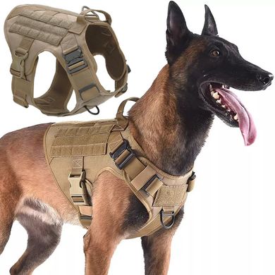 EliteK9 Tactical Harness (Харнесс) - Шлея - тактичний жилет з ручкою для собак M койот