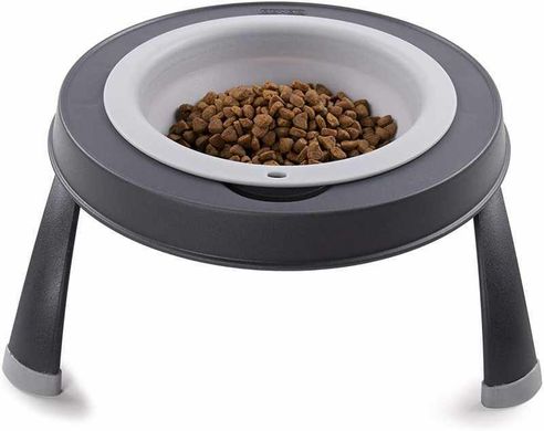 Dexas (Дексас) Single Elevated Feeder - Одинарная миска на складной подставке для собак и кошек 360 мл Светло-серый