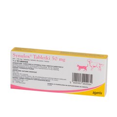 Zoetis (Зоетіс) Synulox - Препарат Сінулокс в таблетках для лікування бактеріальних інфекцій широкого спектру дії, 50мг/10 таб