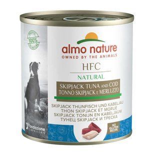 Almo Nature (Альмо Натюр) Hfc Natural Adult Dog Skipjack Tuna&Cod - Консервированный корм с полосатым тунцом и треской для взрослых собак (кусочки в соусе), 280 г