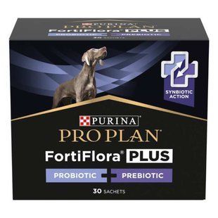 Pro Plan Veterinary Diets (Про План Ветеринари Диетс) FortiFlora Plus - Кормовая добавка с пробиотиком для поддержки микрофлоры кишечника у взрослых собак и щенков, 30х2 г